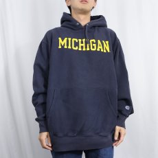 画像2: 2000's Champion REVERSE WEAVE "MICHIGAN" プリントスウェットフーディー NAVY L (2)
