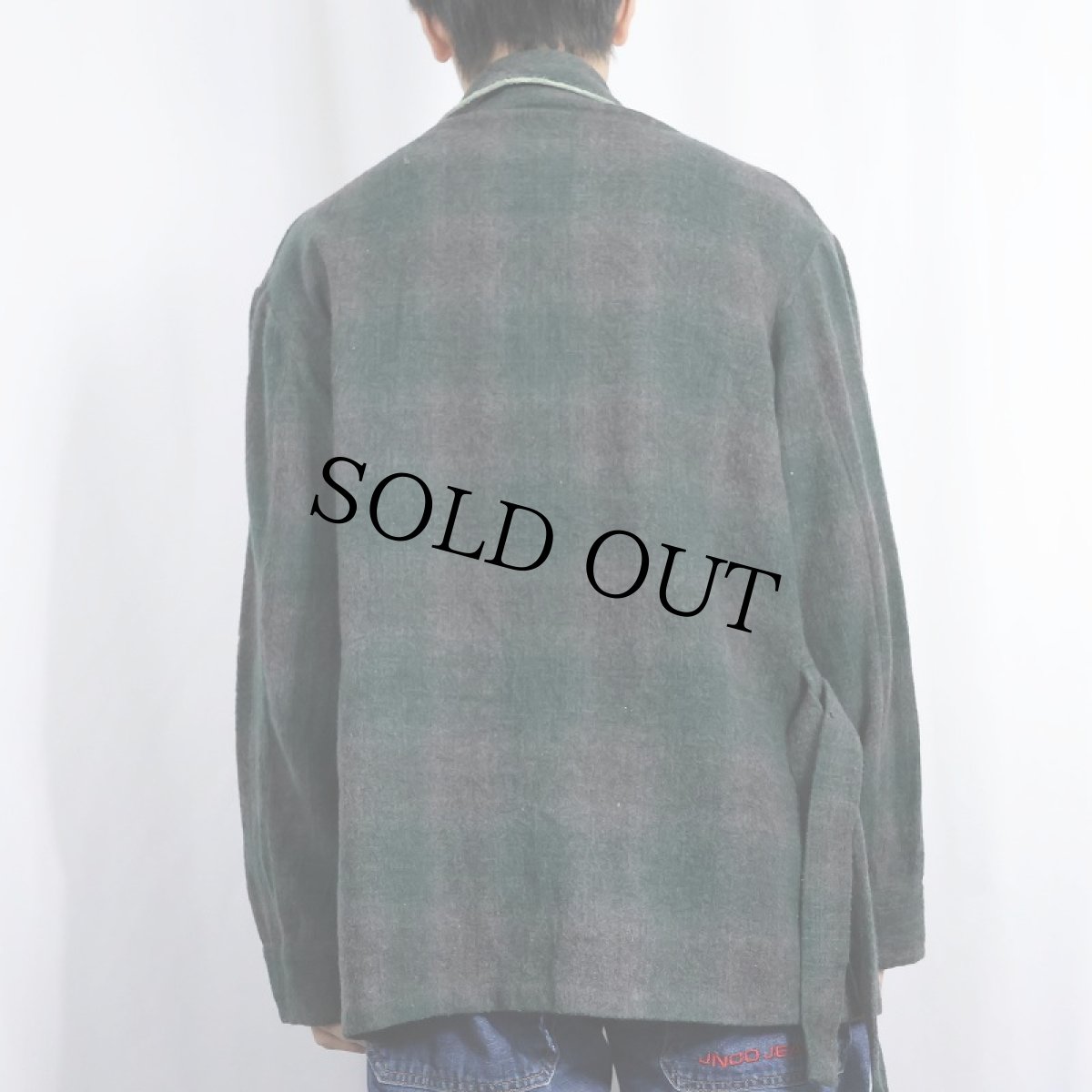 画像3: 〜70's GEVAH オンブレーチェック柄 ウールガウン (3)