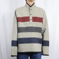 画像2: 70's Woolrich USA製 ボーダー柄 ハーフスナップ ウールジャケット XL (2)