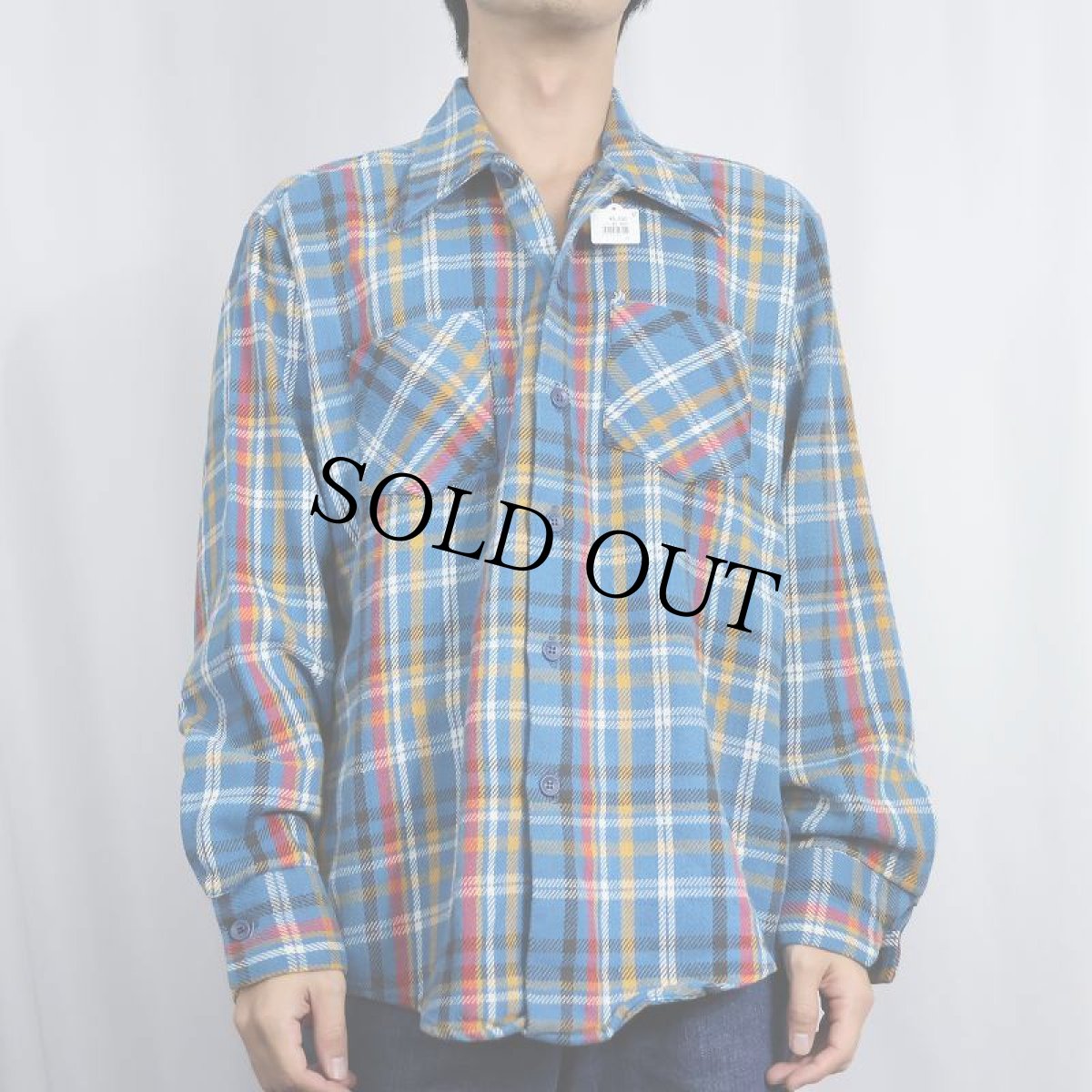 画像2: 70's Sears KINGS ROAD チェック柄 ヘビーネルシャツ L (2)