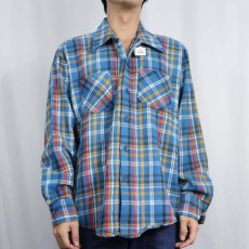 画像2: 70's Sears KINGS ROAD チェック柄 ヘビーネルシャツ L (2)