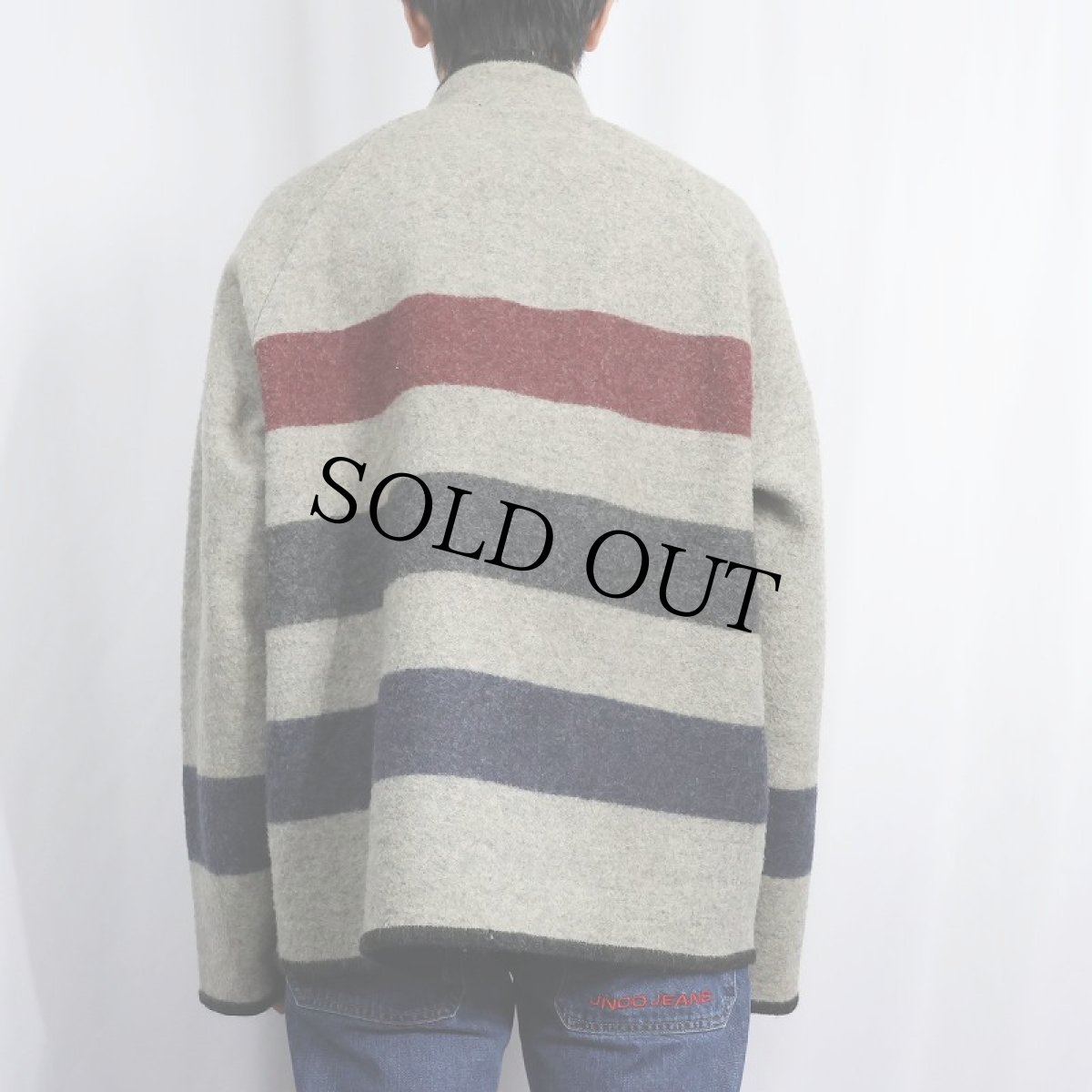画像3: 70's Woolrich USA製 ボーダー柄 ハーフスナップ ウールジャケット XL (3)