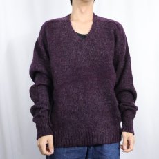 画像2: 90's Adam Sloane Vネック モヘアニットセーター XL (2)