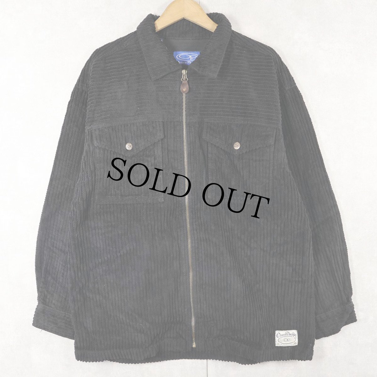 画像2: 80〜90's Ocean Pacific 太畝コーデュロイ ジップシャツジャケット BLACK M (2)