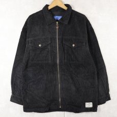 画像2: 80〜90's Ocean Pacific 太畝コーデュロイ ジップシャツジャケット BLACK M (2)