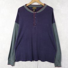 画像1: 80's Eddie Bauer USA製 切り替えデザイン ヘンリーネックロンT XL (1)