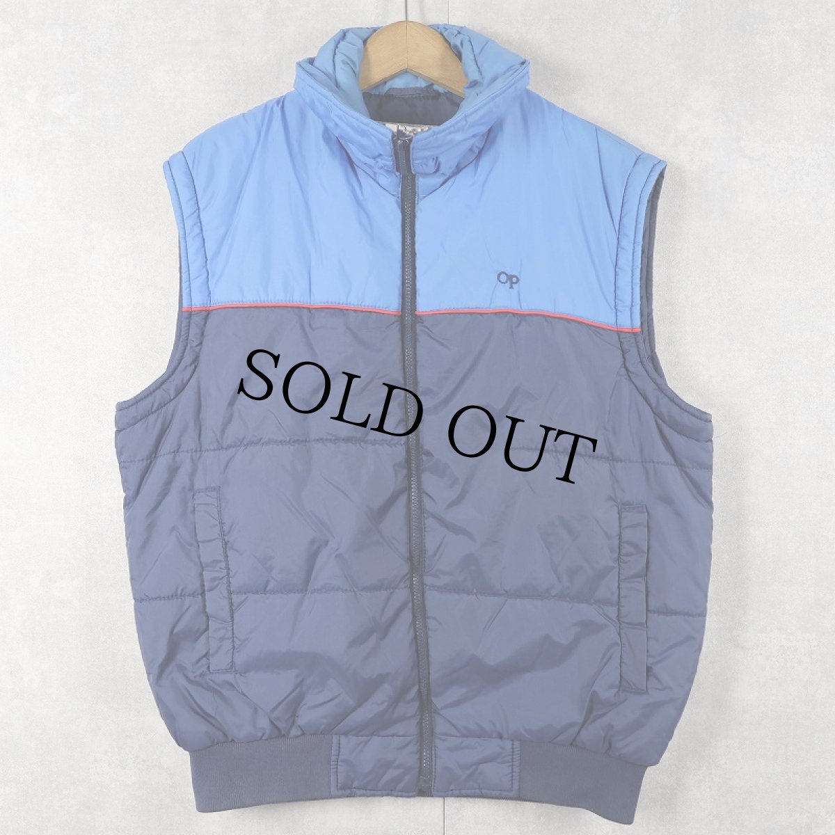 画像2: 70's Ocean Pacific 2トーン 中綿入り ナイロンベスト L (2)