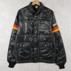 画像1: 80's SIMPSON 袖ボーダー 中綿入り ナイロンレーシングジャケット M (1)