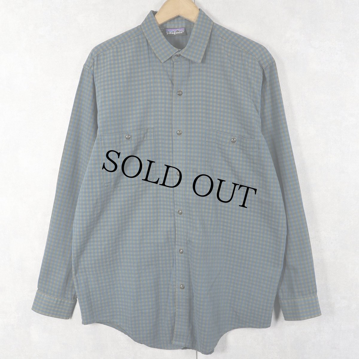 画像1: 90's Patagonia PORTUGAL製 チェック柄 コットンシャツ M (1)