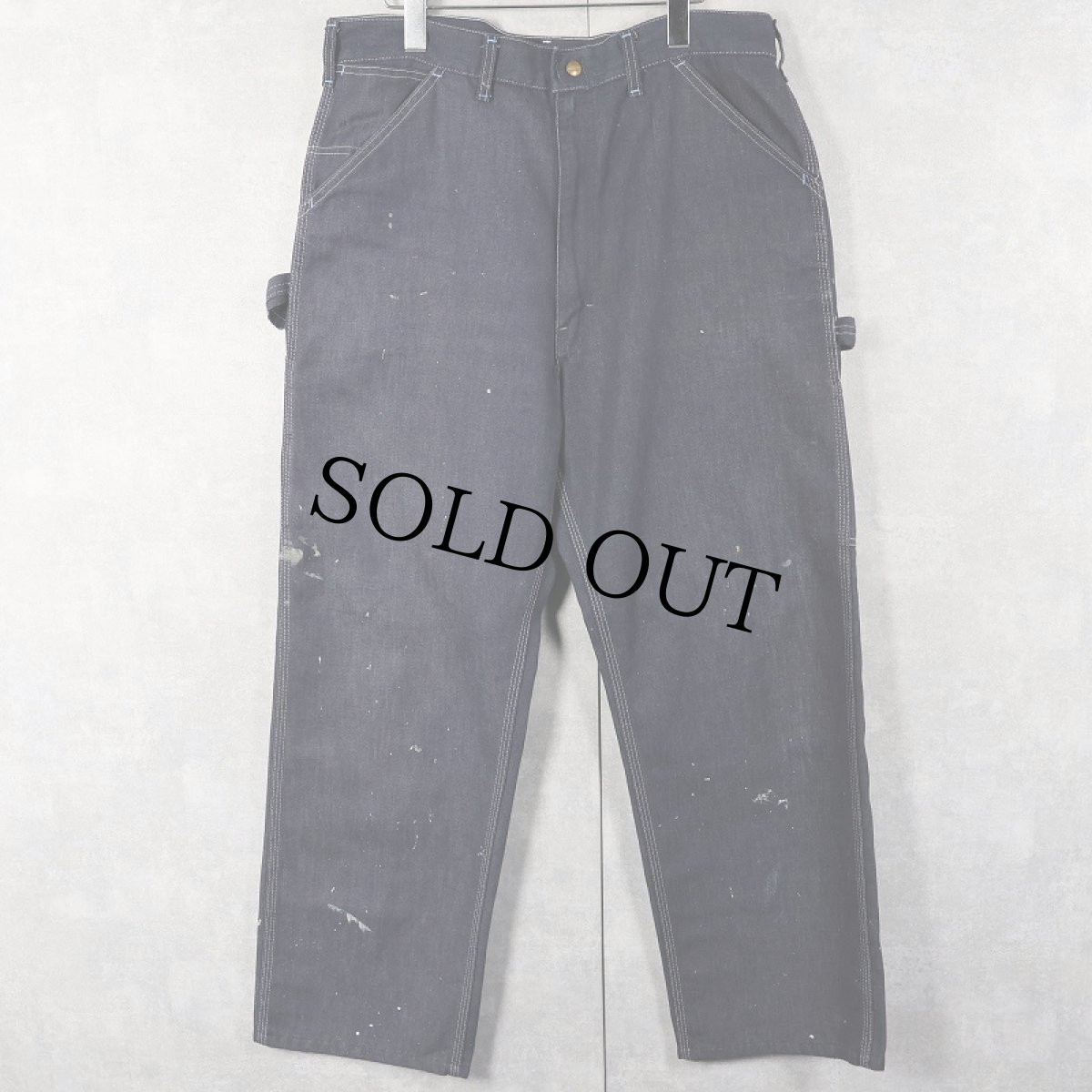 画像2: 70's Sears TOUGHSKINS ペンキペイント バットダイデニムペインターパンツ W35 (2)