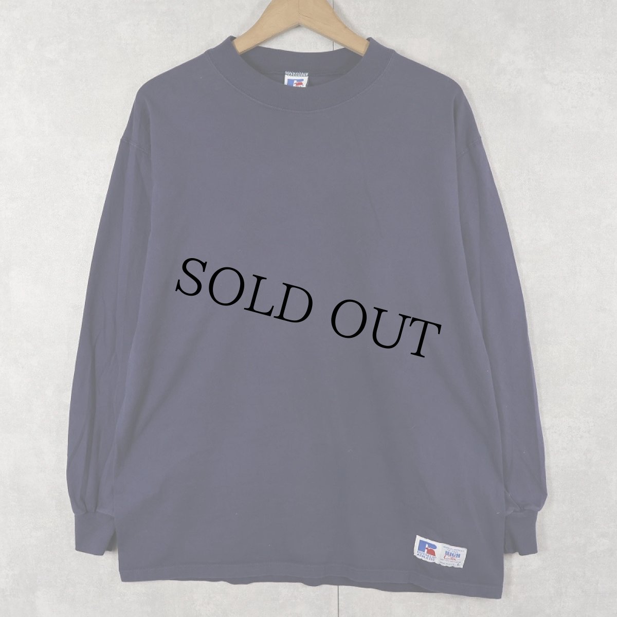 画像1: 90's RUSSELL ATHLETIC USA製 無地ロンＴ NAVY Ｌ (1)