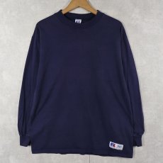 画像1: 90's RUSSELL ATHLETIC USA製 無地ロンＴ NAVY Ｌ (1)