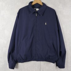 画像1: POLO Ralph Lauren ロゴ刺繍 ポリエステルスイングトップ NAVY L (1)