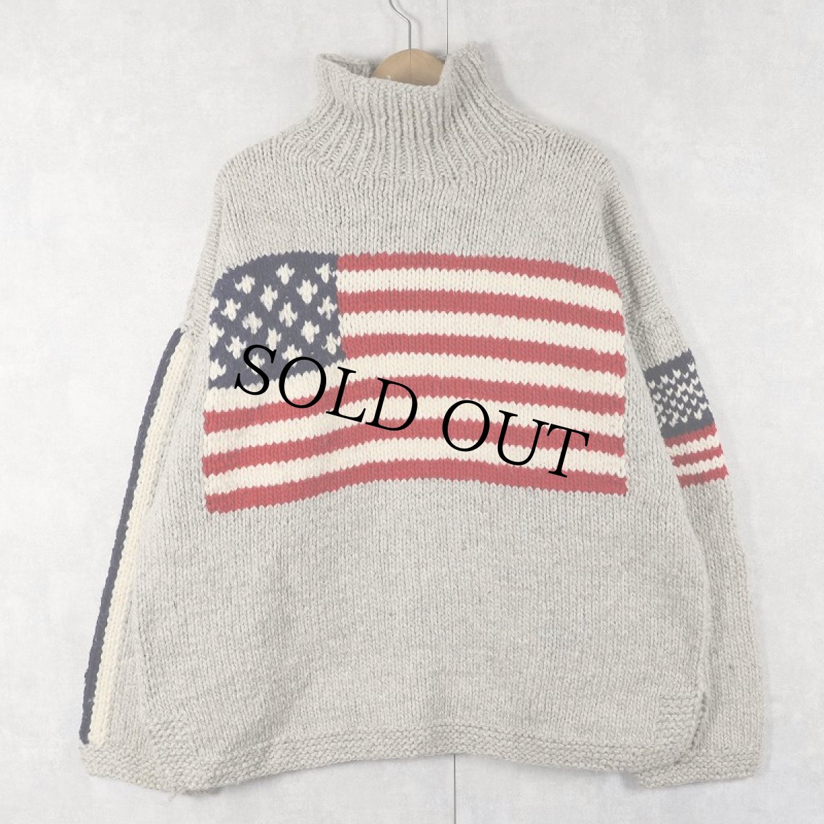 画像1: IMBACOCHA ECUADOR製  星条旗柄 ハイネックウールニットセーター (1)