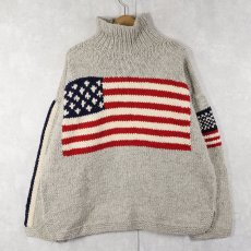 画像1: IMBACOCHA ECUADOR製  星条旗柄 ハイネックウールニットセーター (1)