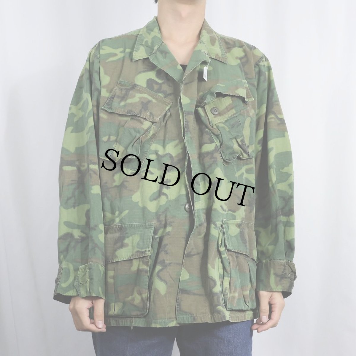 画像2: 70's U.S.ARMY ERDL迷彩 グリーンリーフ ジャングルファティーグジャケット 5th MEDIUM-SHORT (2)