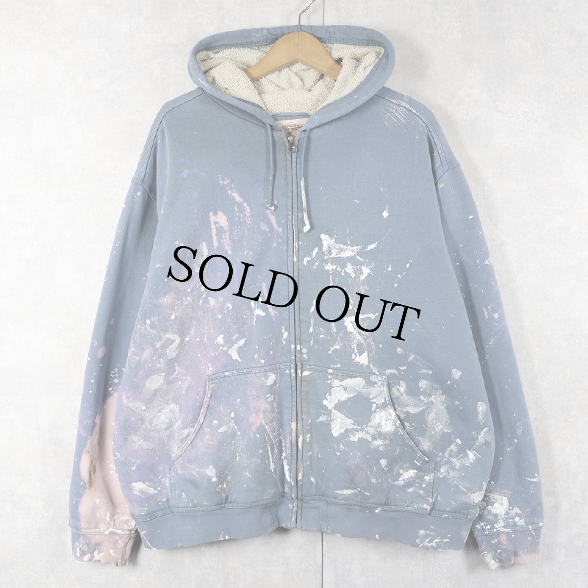 画像1: L.L.Bean "KATAHDIN IRON WORKS" ペンキペイント 裏ボア スウェットジップパーカー XL (1)