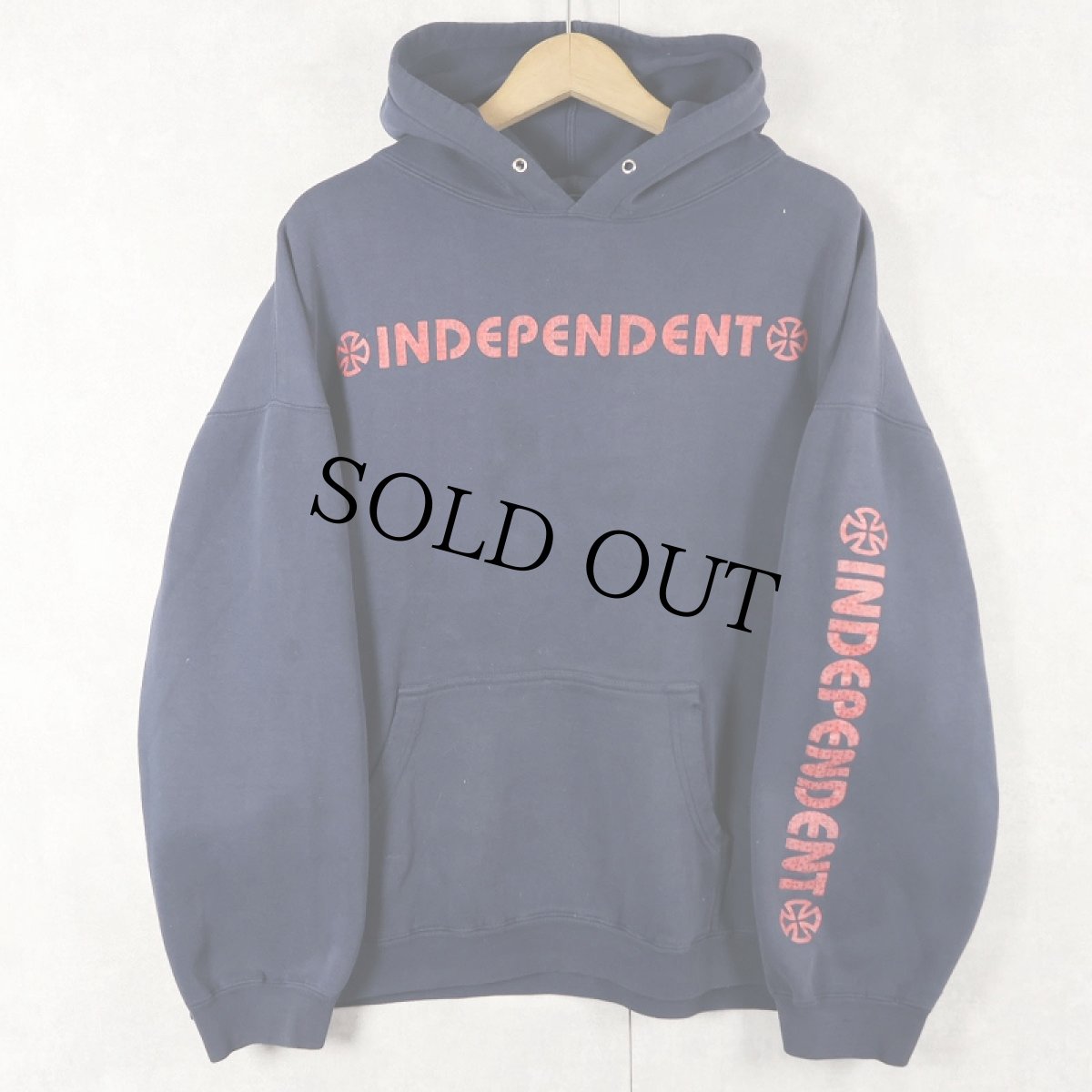 画像1: 2000's INDEPENDENT ロゴプリント スウェットフーディー NAVY (1)