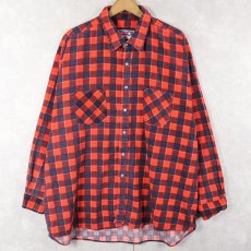 画像1: 80〜90's AMERICAN EDITION USA製 チェック柄プリントネルシャツ XXXL (1)