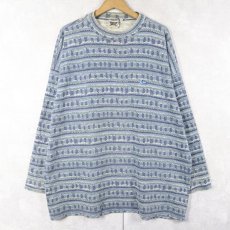 画像1: 90's〜 QUIK SILVER ボーダー柄 ロゴ刺繍ロンT L (1)