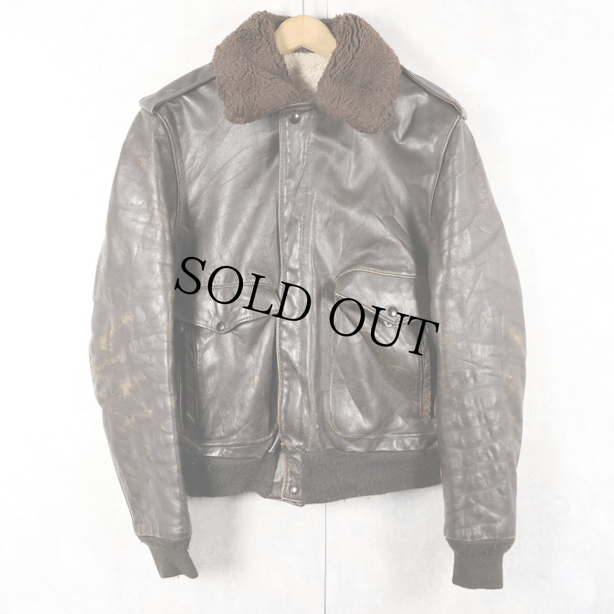 画像1: 70's "G-1 TYPE" 襟ボア レザージャケット BROWN size42 (1)