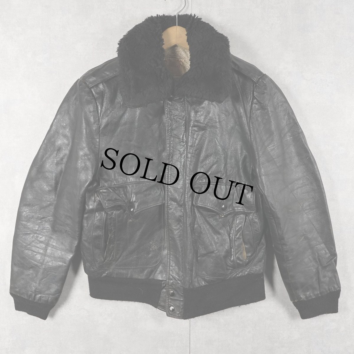 画像1: 70's Excelled USA製 "G-1 TYPE" 襟ボア レザージャケット BLACK size40 (1)