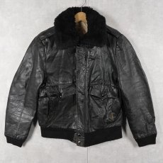画像1: 70's Excelled USA製 "G-1 TYPE" 襟ボア レザージャケット BLACK size40 (1)