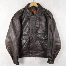 画像1: 60〜70's Valentino ITALY製 "A-2 TYPE" レザージャケット BROWN size48 (1)