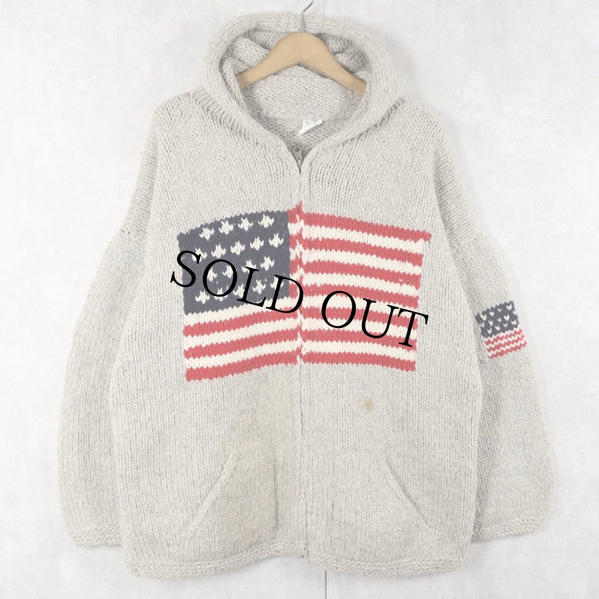 画像1: KNITTING PLACE ECUADOR製 星条旗柄 ニットジップパーカー  (1)