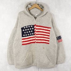 画像1: KNITTING PLACE ECUADOR製 星条旗柄 ニットジップパーカー  (1)