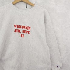 画像1: 90's Champion REVERSE WEAVE USA製 "WISCONSIN ATH. DEPT." プリントスウェット XL (1)