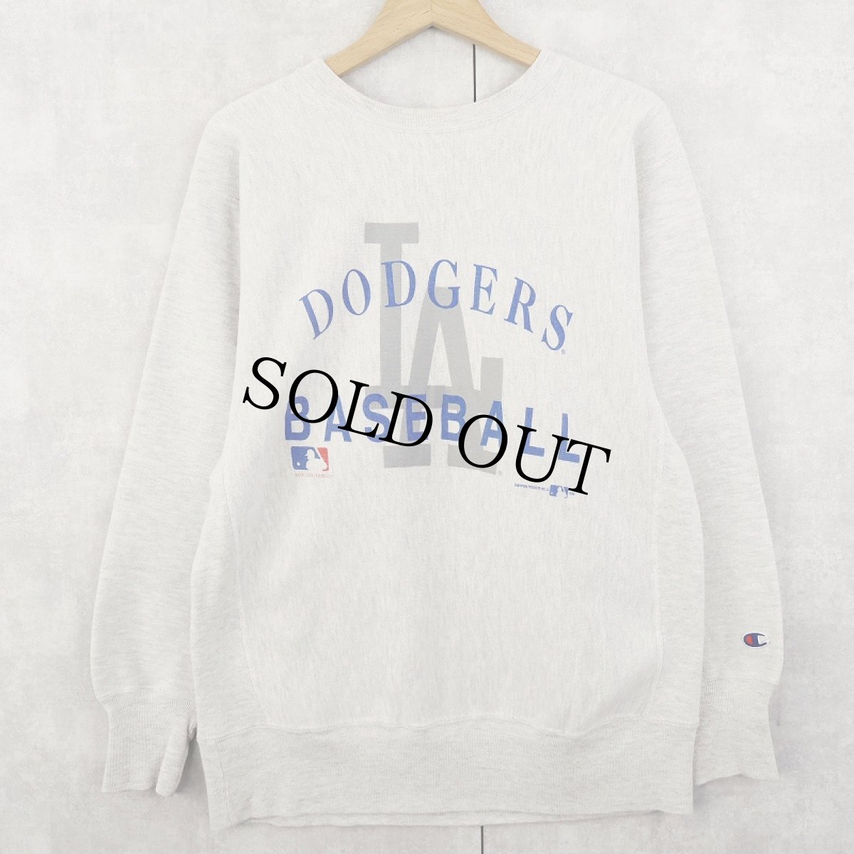 画像1: 90's Champion REVERSE WEAVE "DODGERS BASEBALL" プリントスウェット L (1)