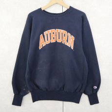 画像1: 90's Champion REVERSE WEAVE USA製 "AUBURN" プリントスウェット NAVY L (1)