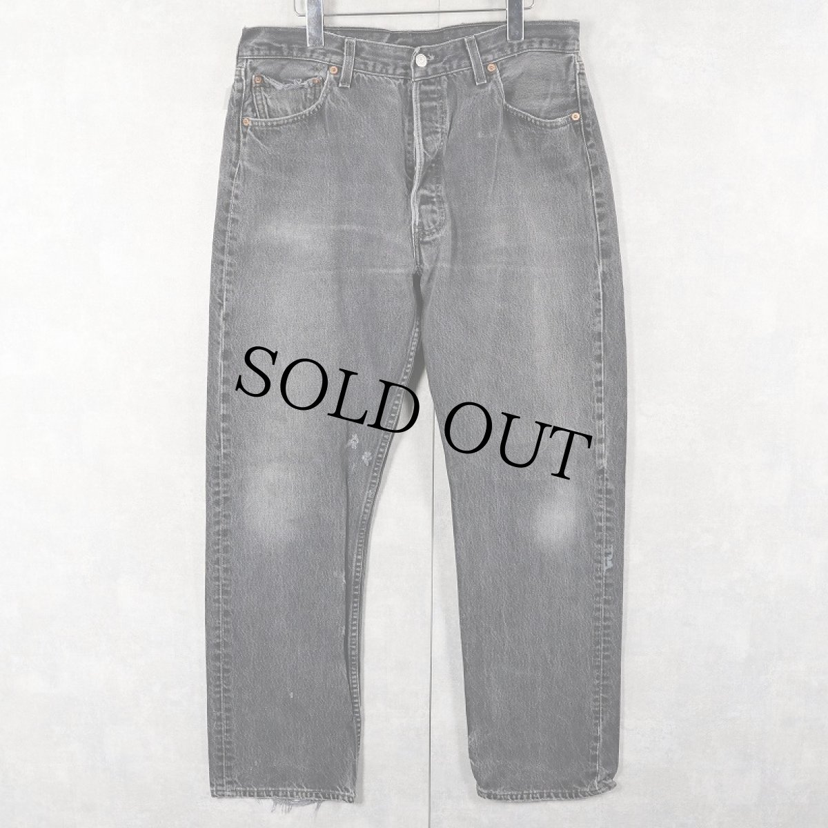 画像1: 90's Levi's 501 USA製 後染め ブラックデニムパンツ W36 (1)