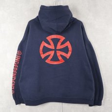 画像2: 2000's INDEPENDENT ロゴプリント スウェットフーディー NAVY (2)