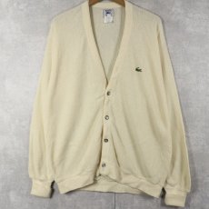 画像1: 80's IZOD LACOSTE USA製 ロゴ刺繍 アクリルニットカーディガン L (1)