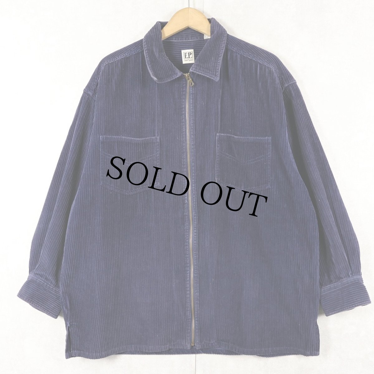 画像1: 【SALE】 Fast Pace 太畝コーデュロイ ジップシャツジャケット NAVY L (1)