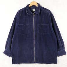 画像1: Fast Pace 太畝コーデュロイ ジップシャツジャケット NAVY L (1)