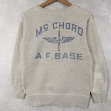 画像1: 40〜50's WINSTON "McCHORD A.F.BASE" 染み込みプリント 前Vスウェット S (1)