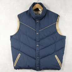 画像1: 80's Woolrich ウエスタンデザイン ダウンベスト NAVY L (1)