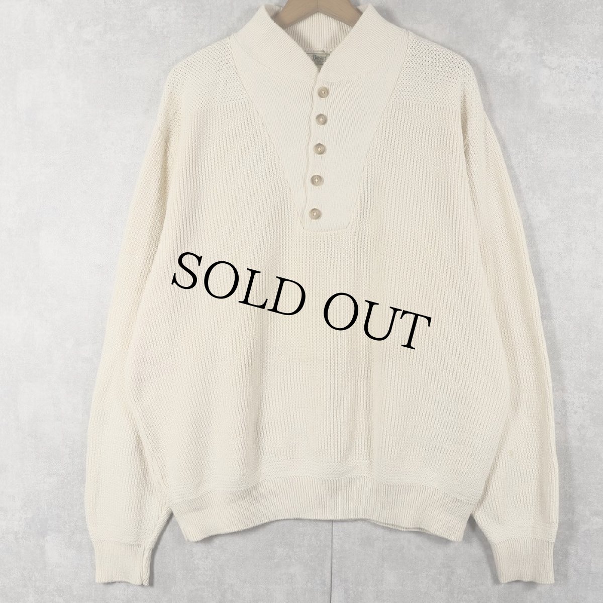 画像1: 80〜90's L.L.Bean USA製 ヘンリーネック コットンニットセーター L (1)