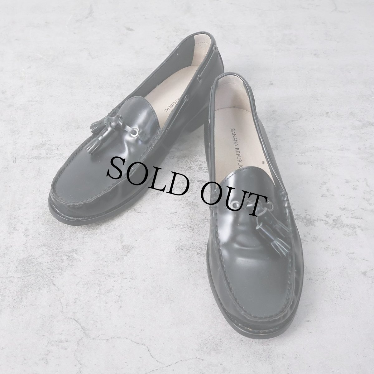 画像1: BANANA REPUBLIC レザータッセルローファー BLACK size10 1/2 (1)