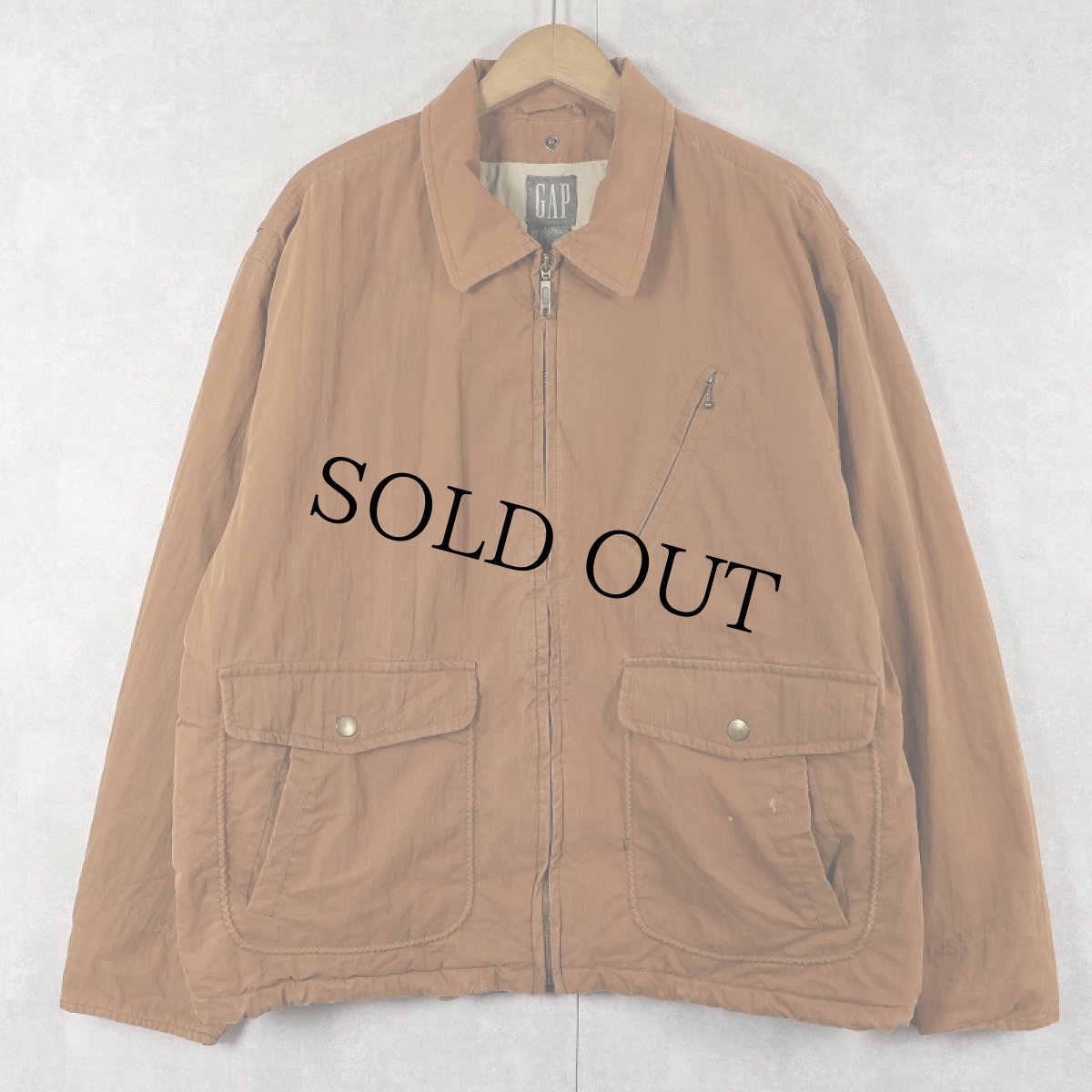 画像1: GAP キルティングライナー コットン×ナイロンジップジャケット L (1)