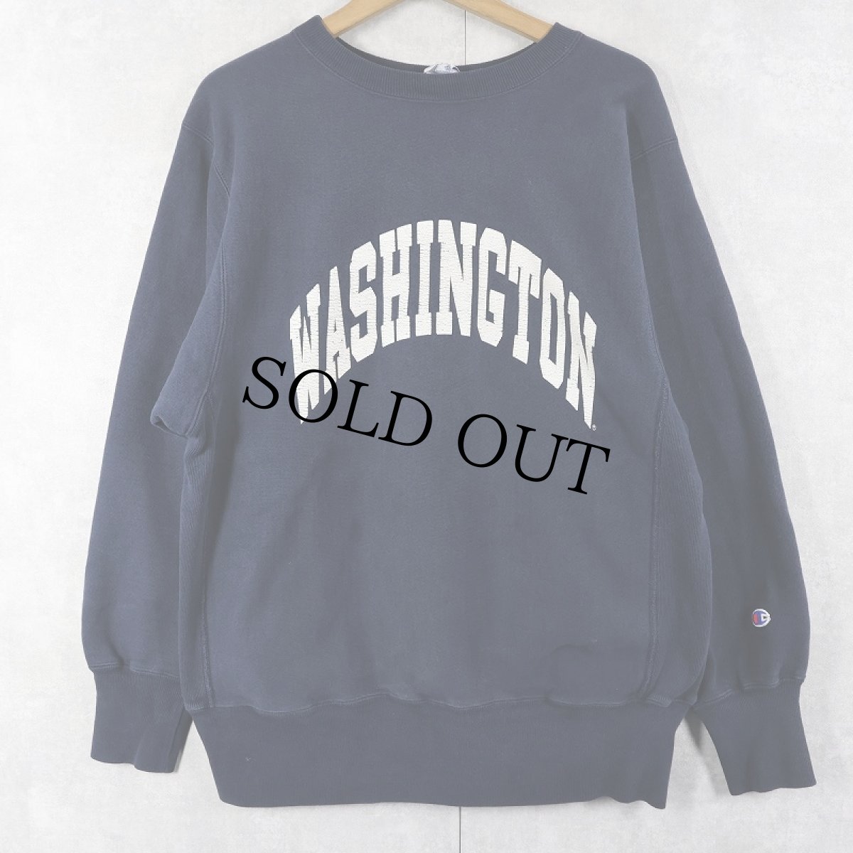 画像1: 90's Champion REVERSE WEAVE "WASHINGTON" プリントスウェット NAVY L (1)