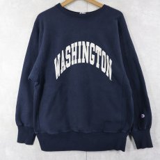 画像1: 90's Champion REVERSE WEAVE "WASHINGTON" プリントスウェット NAVY L (1)