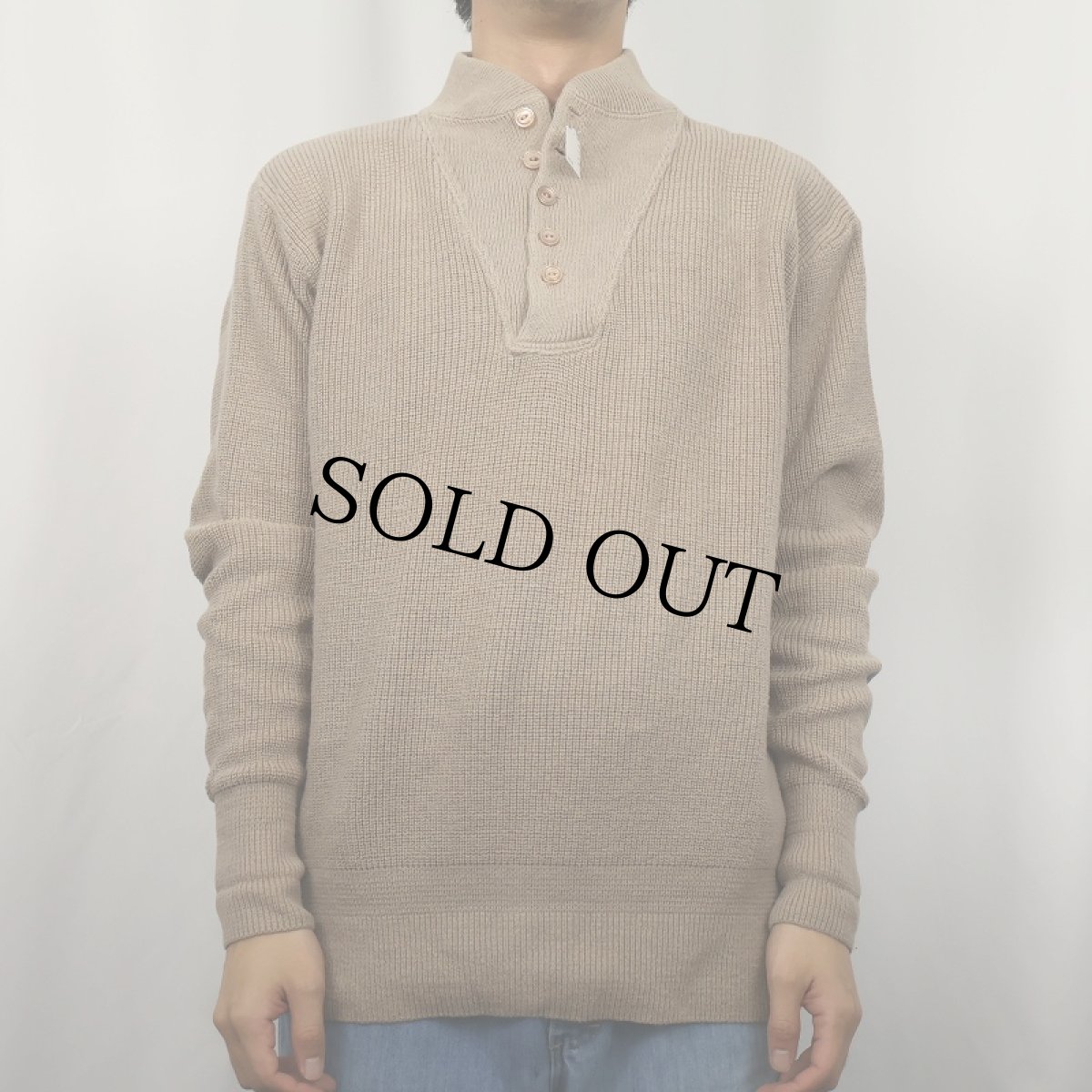 画像2: 80〜90's L.L.Bean USA製 猫目ボタン ヘンリーネック コットンニットセーター L (2)