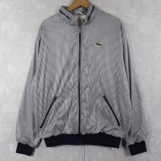 画像1: 70's CHEMISE LACOSTE FRANCE製 ロゴ刺繍 ストライプ柄 ポリエステルジップジャケット (1)