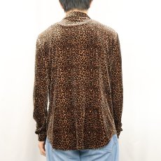 画像3: 90's Karen Kane USA製 レオパード柄 ベロアシャツ XL (3)