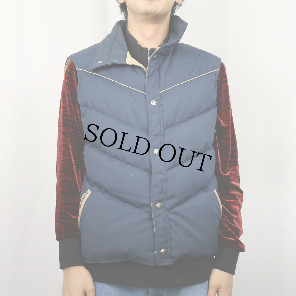 画像2: 80's Woolrich ウエスタンデザイン ダウンベスト NAVY L (2)