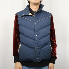 画像2: 80's Woolrich ウエスタンデザイン ダウンベスト NAVY L (2)